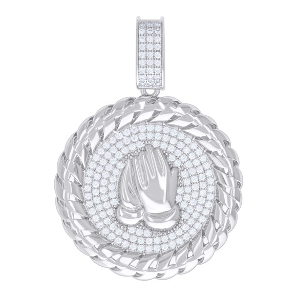 925 Sterling Silver 1.57ct Moissanite Praying Hands SymbolPendant